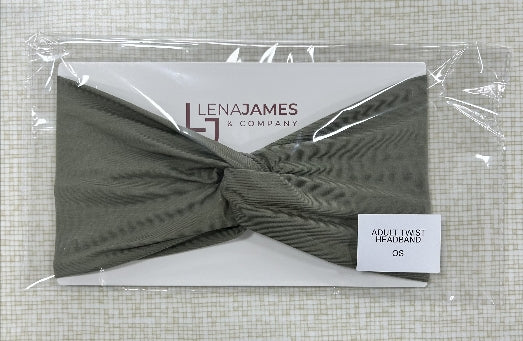 Green/Grey Solid | Mama Twist Headband