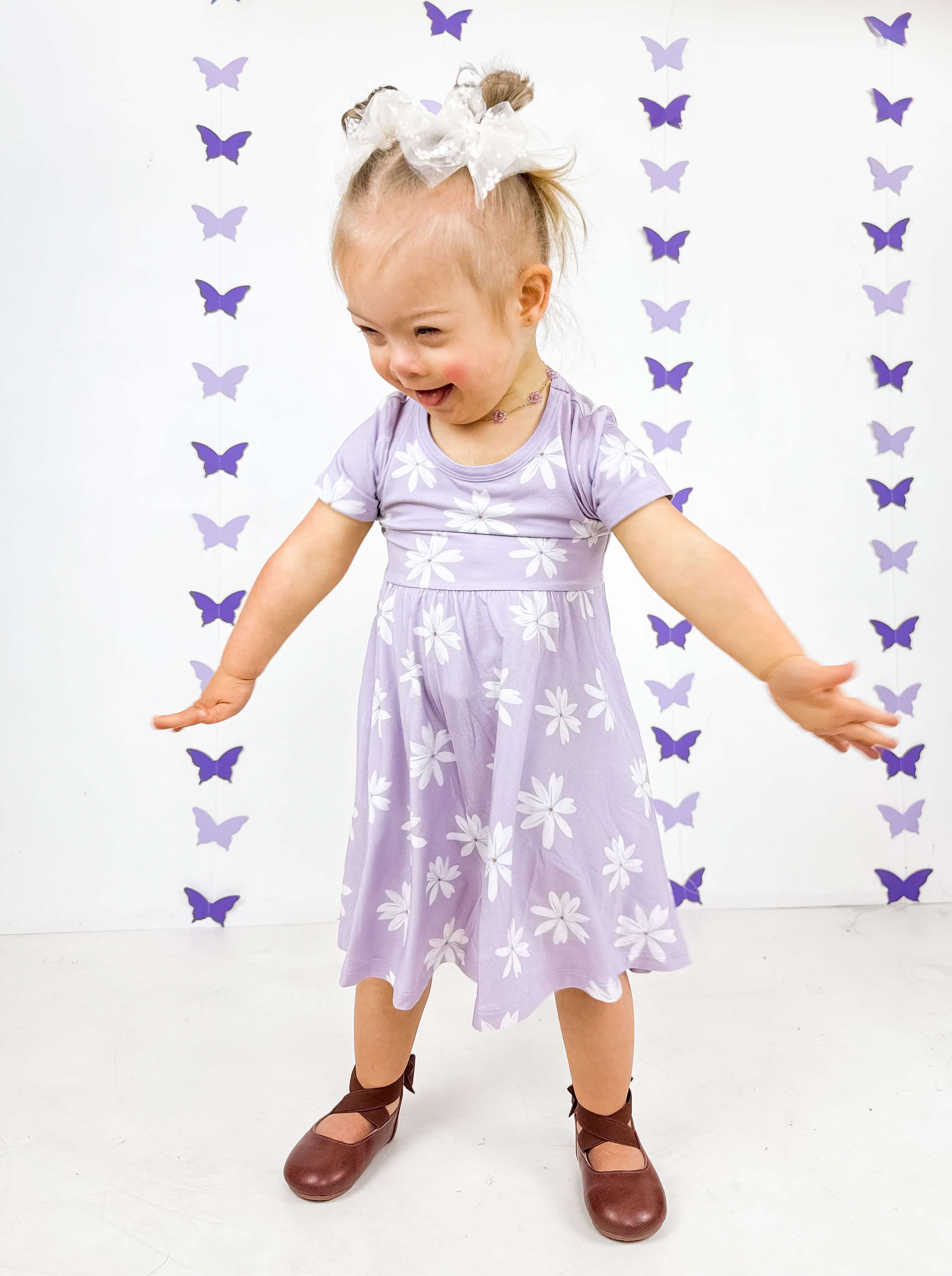 Purple Daisies | T-Shirt Twirl Dress