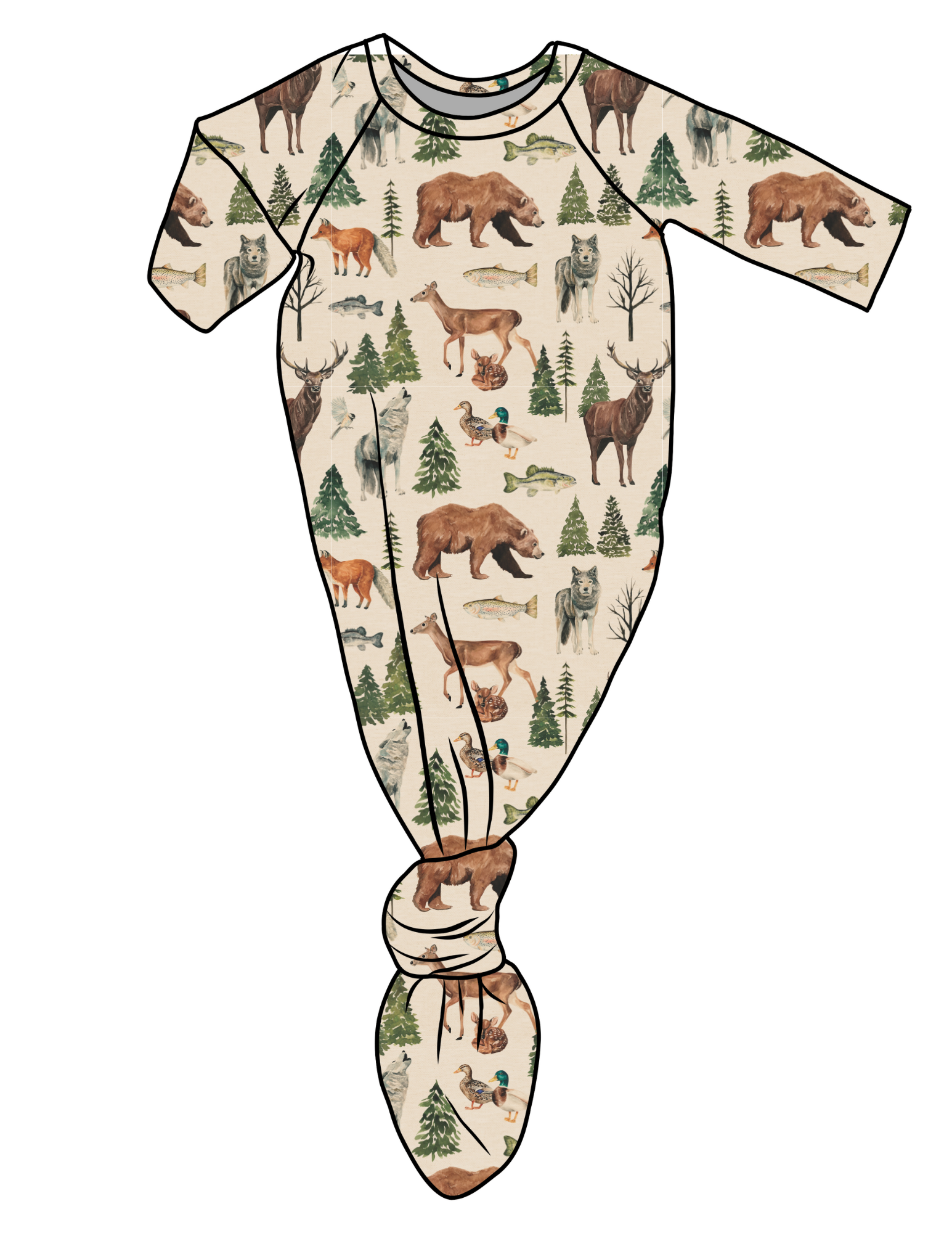 Tundra Friends (Green) | Knotted Gown
