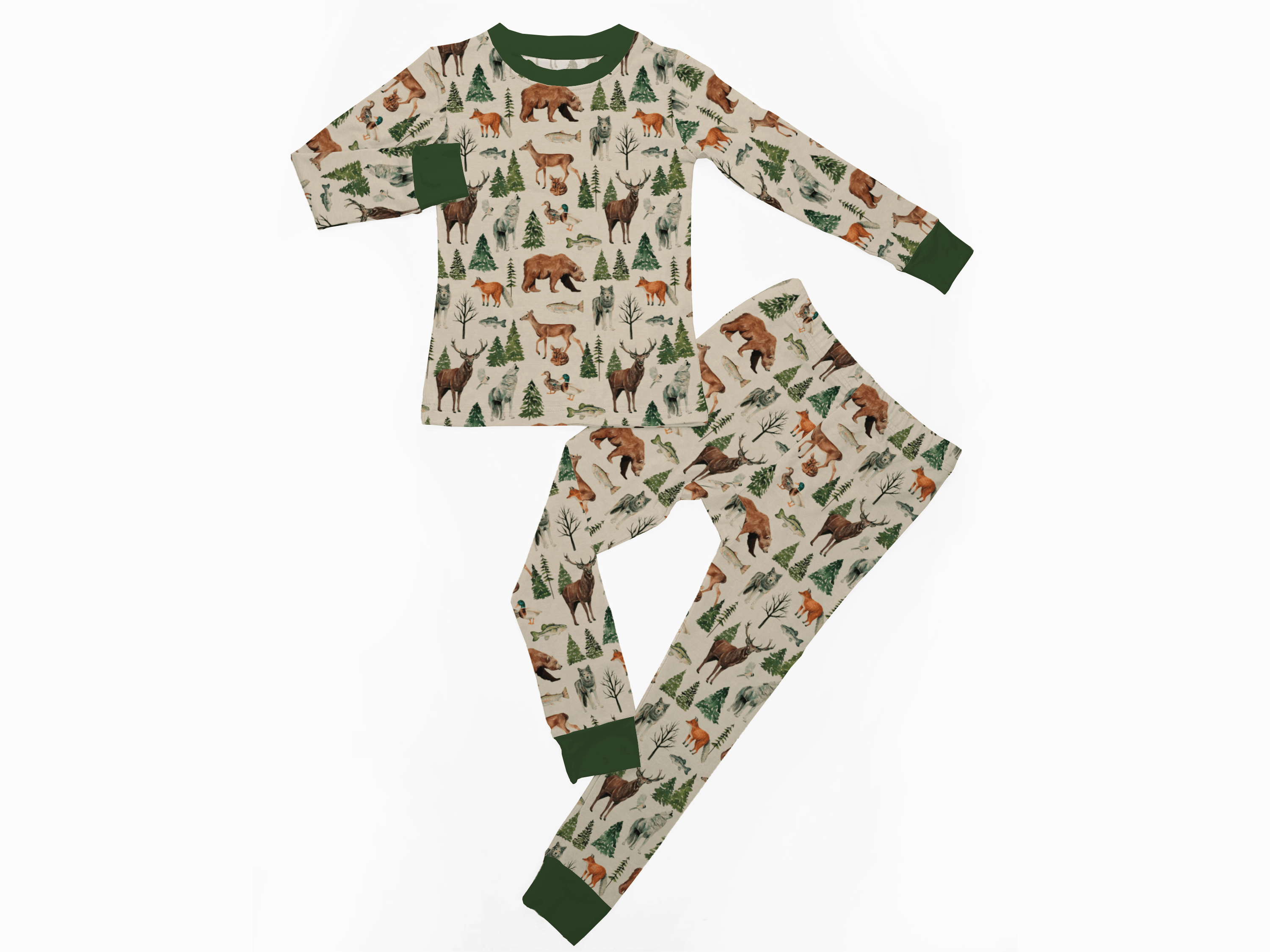 Tundra Friends (Green) | 2-Piece Long-Sleeve PJ Set