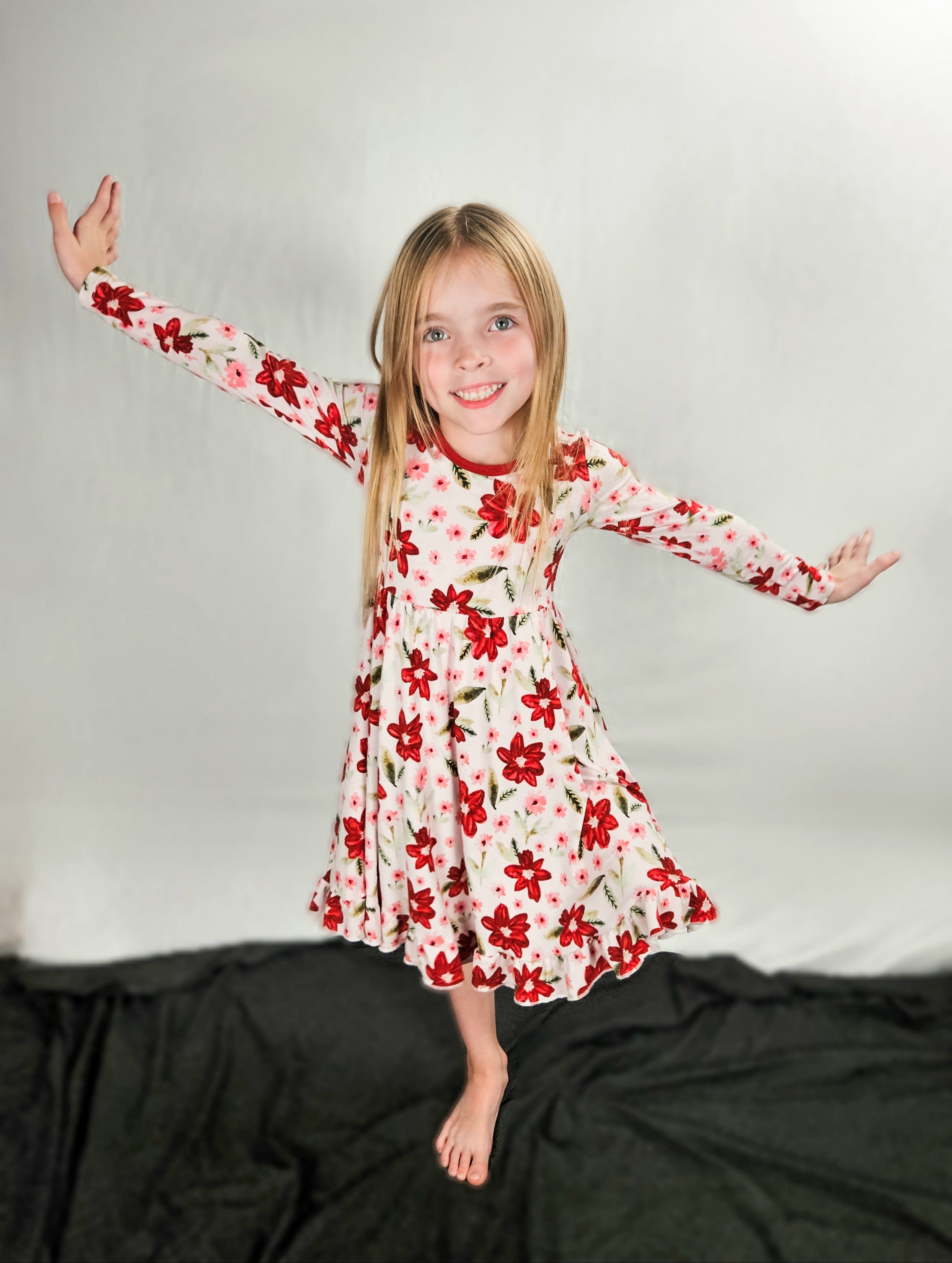 Poinsettia | Isla Ruffle Hem Dress