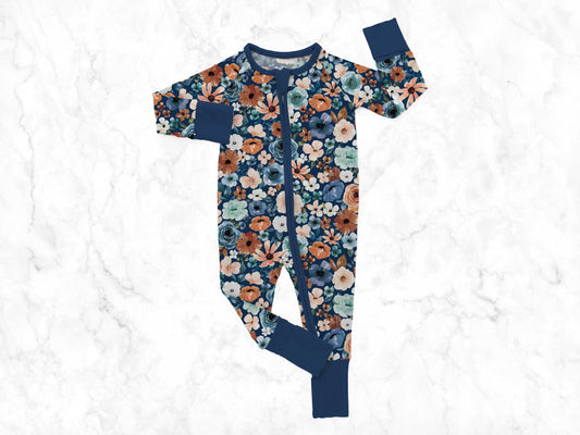 Rust & Royal Fall Floral | Grow-with-Me Zippy