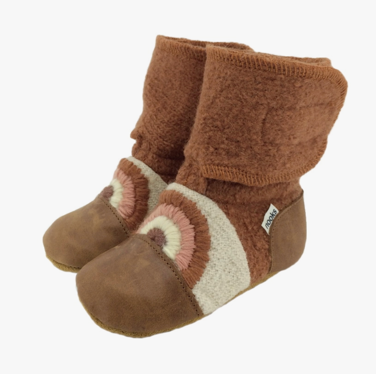 PRE-SALE | Clay Embroidered Felted Wool Booties | Nooks