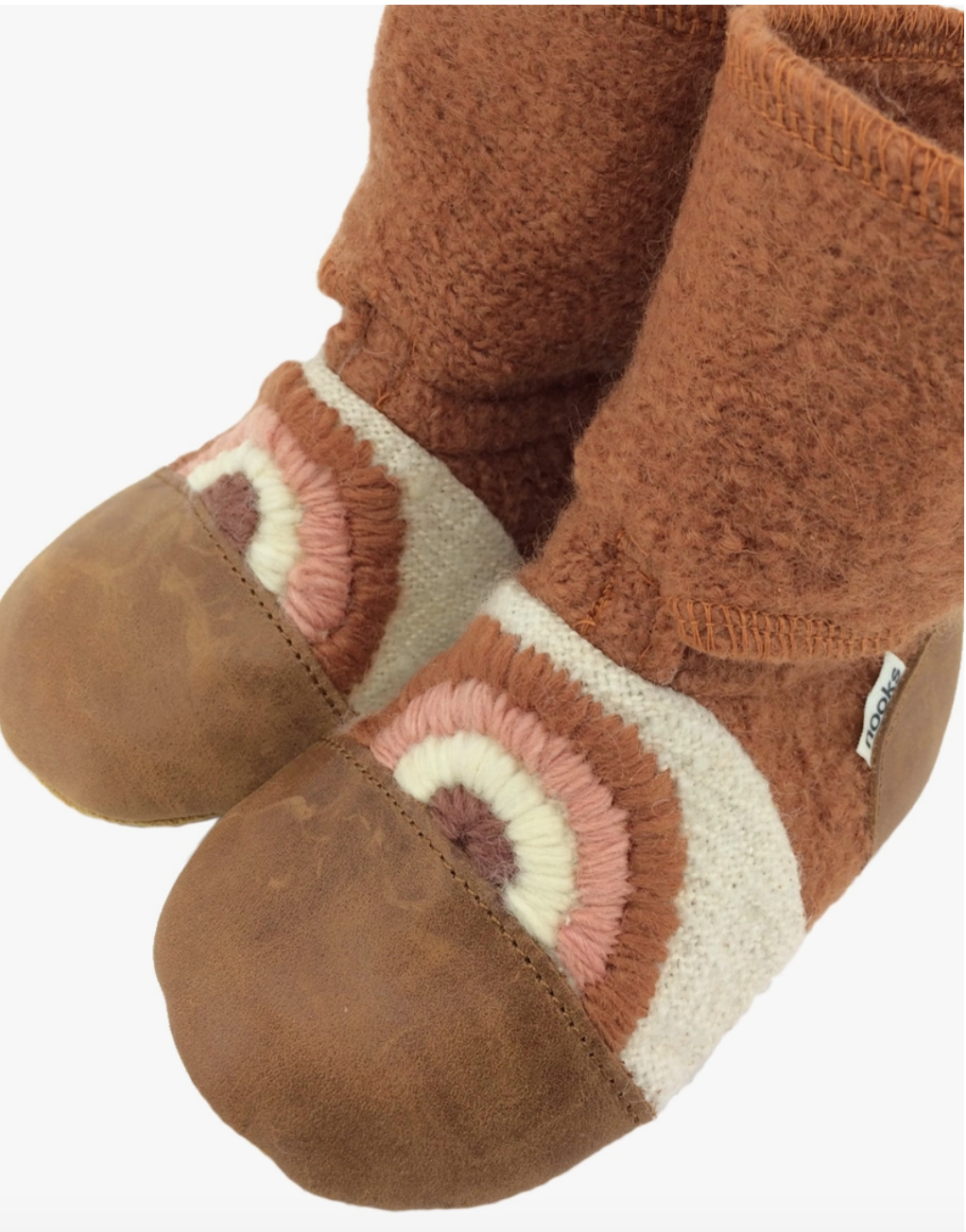 PRE-SALE | Clay Embroidered Felted Wool Booties | Nooks