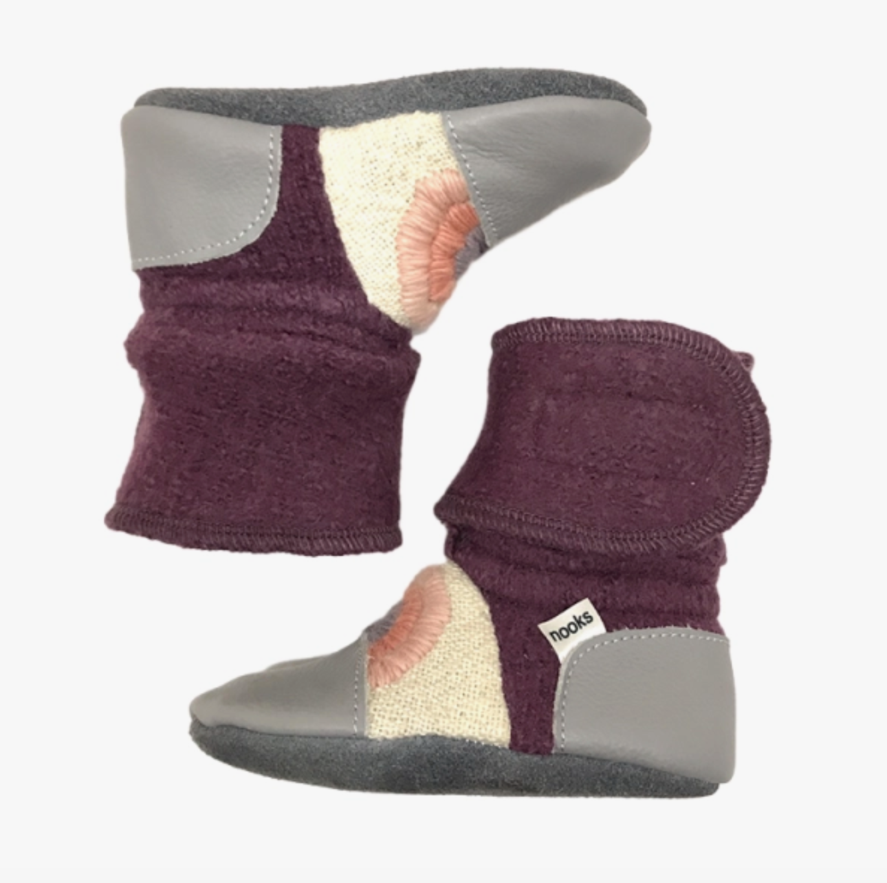 Dream On Embroidered Felted Wool Booties | Nooks