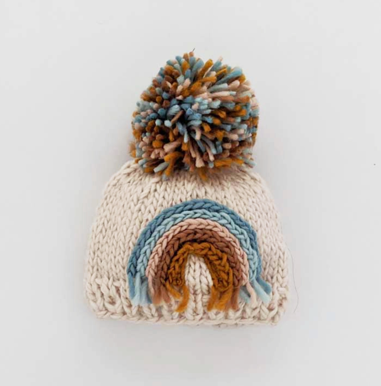 Teal Rainbow Knit Beanie Hat