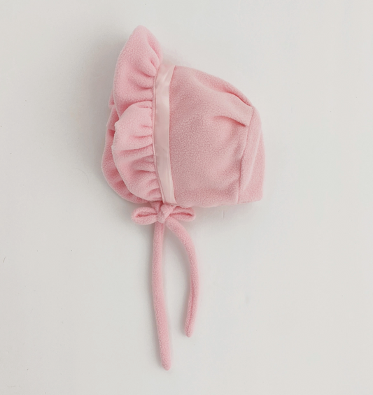 2 Colors | Girls Flower Ribbon Fleece Bonnet