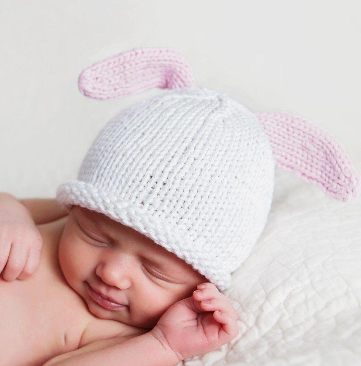 Newborn Pink Bunny Beanie