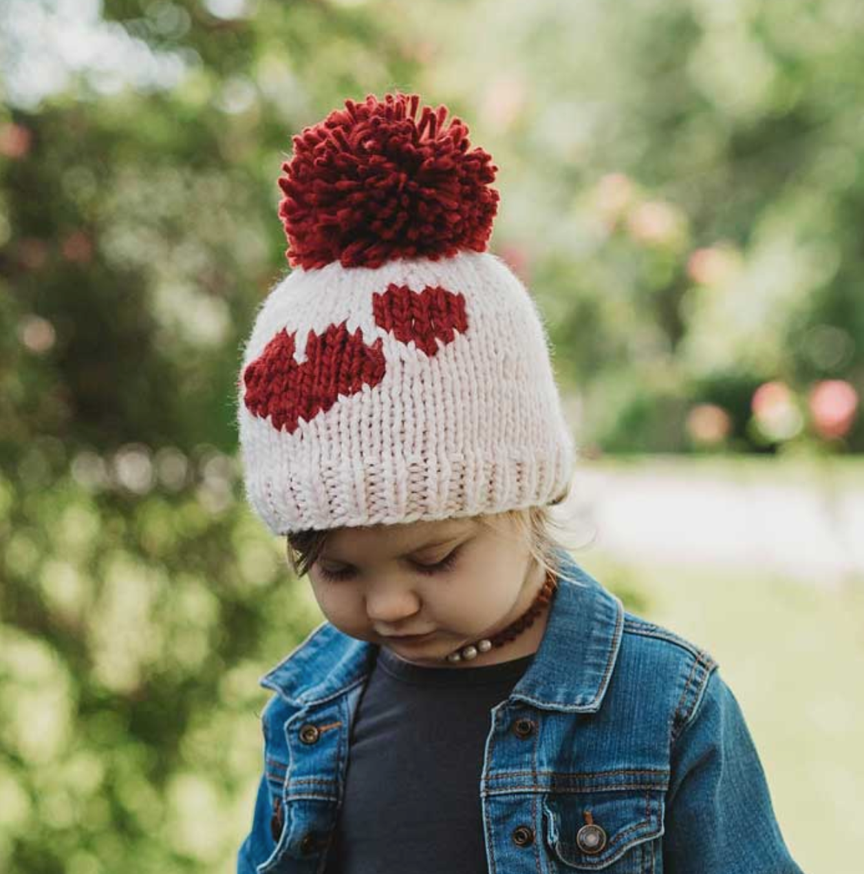 Light Pink/Red | Sweetheart Knit Beanie Hat