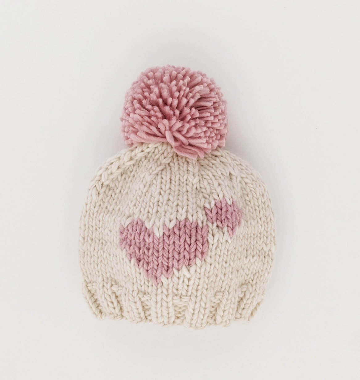 Natural/Light Pink | Sweetheart Knit Beanie Hat