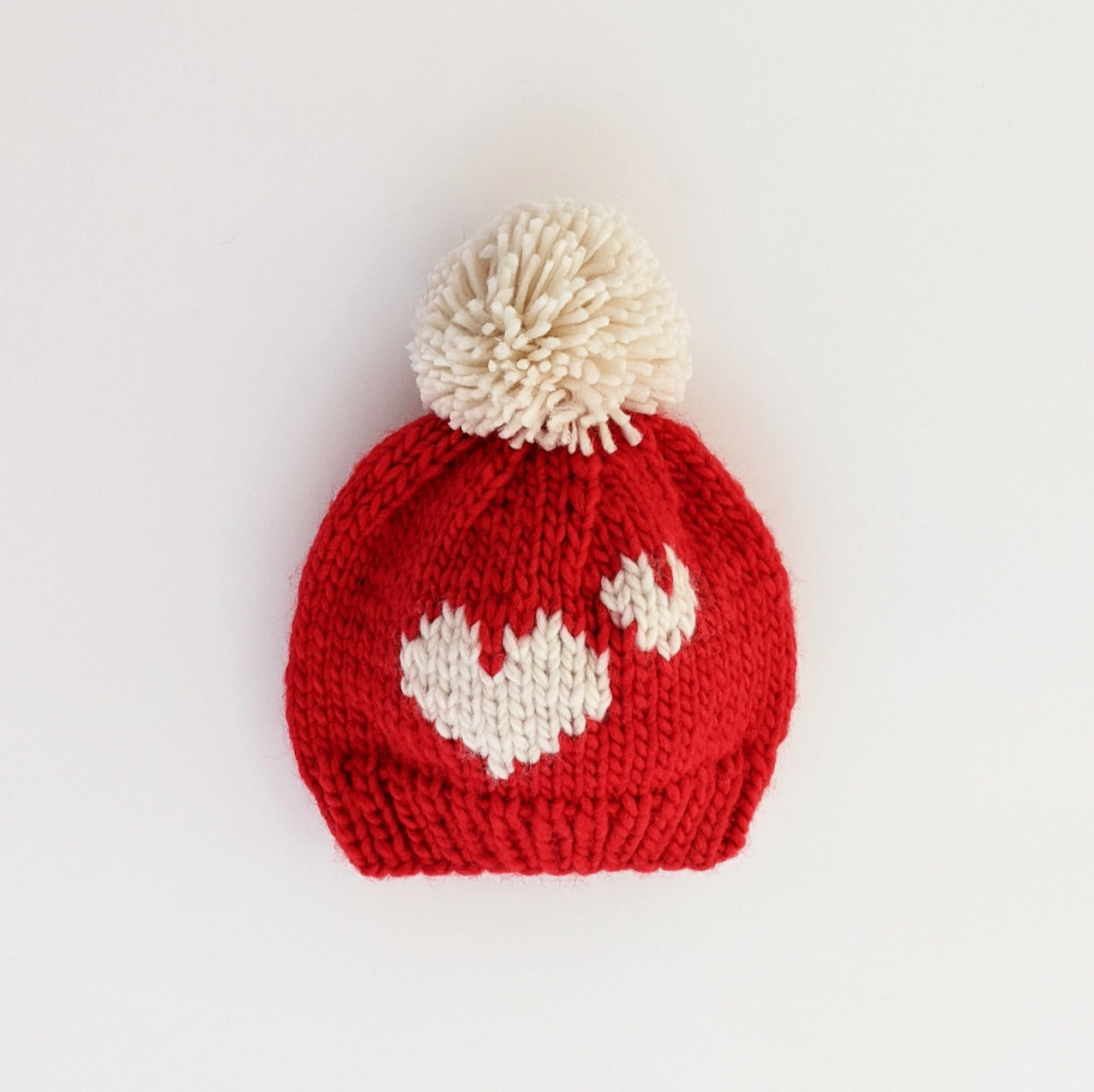 Red/Natural | Sweetheart Valentine Knit Beanie Hat