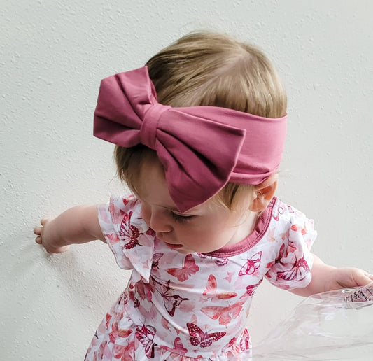 Baby Bow Headband | Mauve