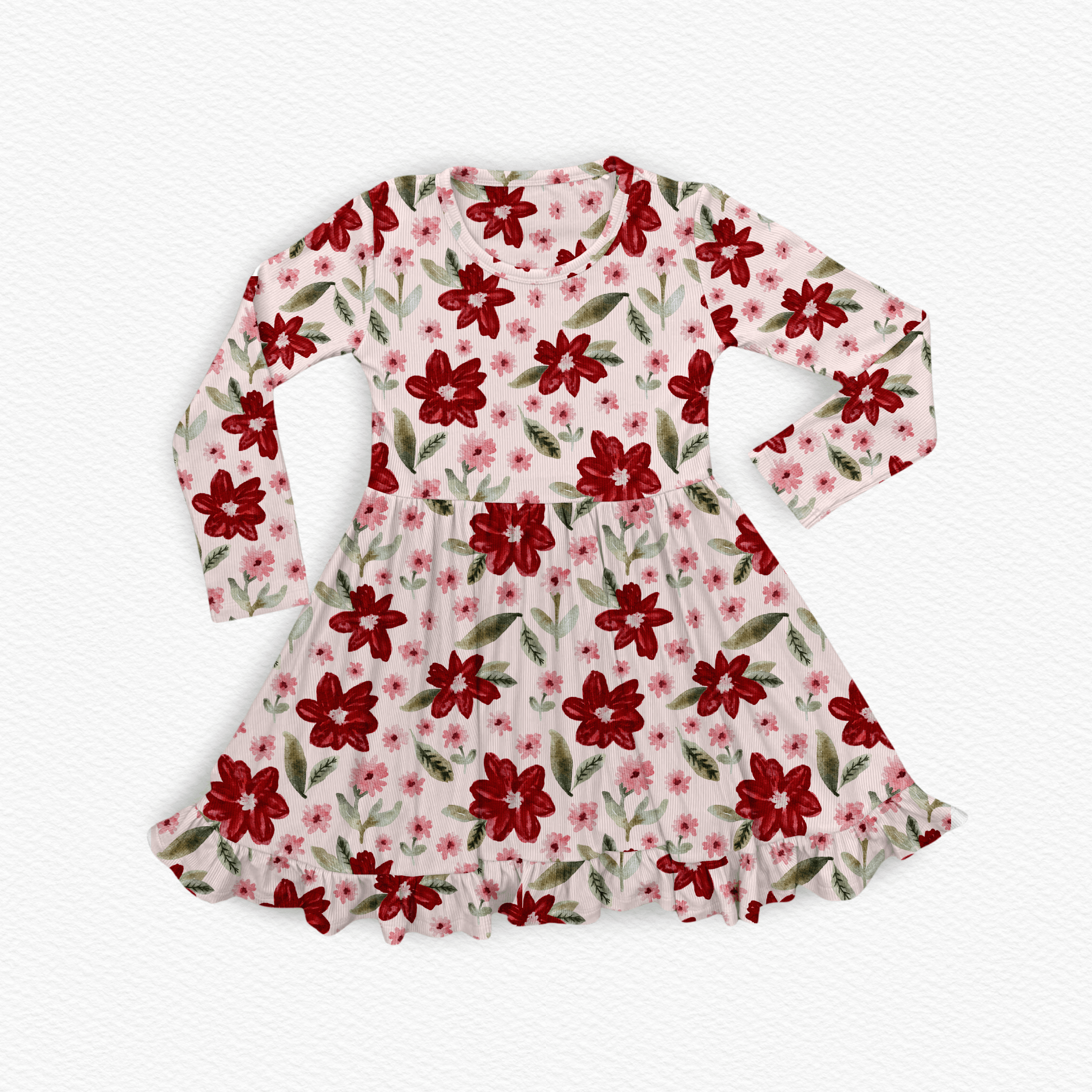 Poinsettia | Isla Ruffle Hem Dress