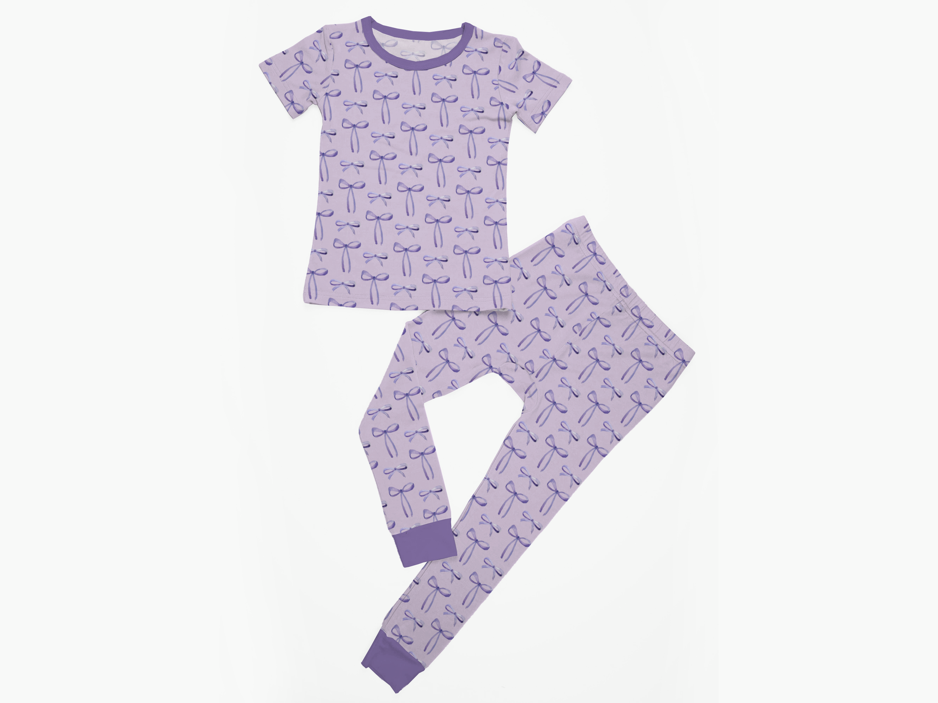 Purple Bows | 2-Piece Short-Sleeve PJ Set
