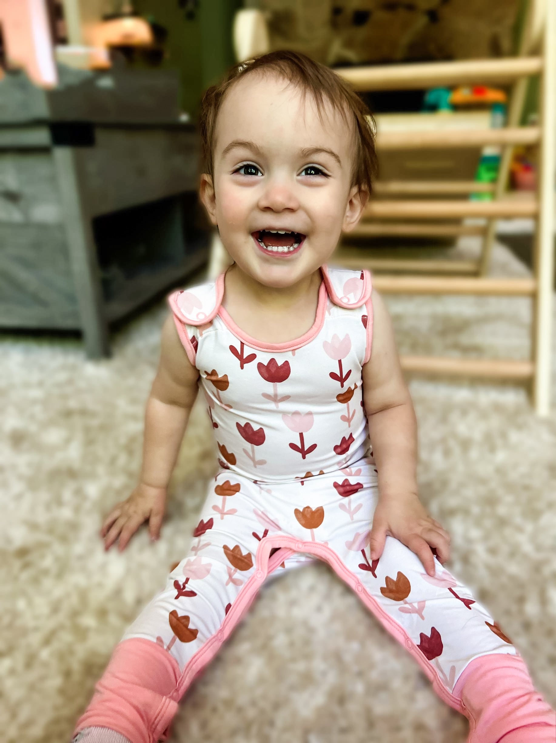 Blushing Tulips | Sleeveless Grow-with-Me Romper | FINAL SALE