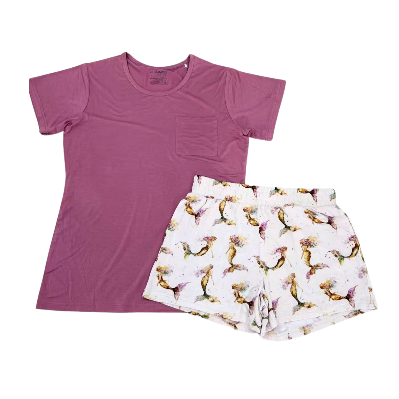 Watercolor Mermaids | Mama Pocket Tee & Pocket Short