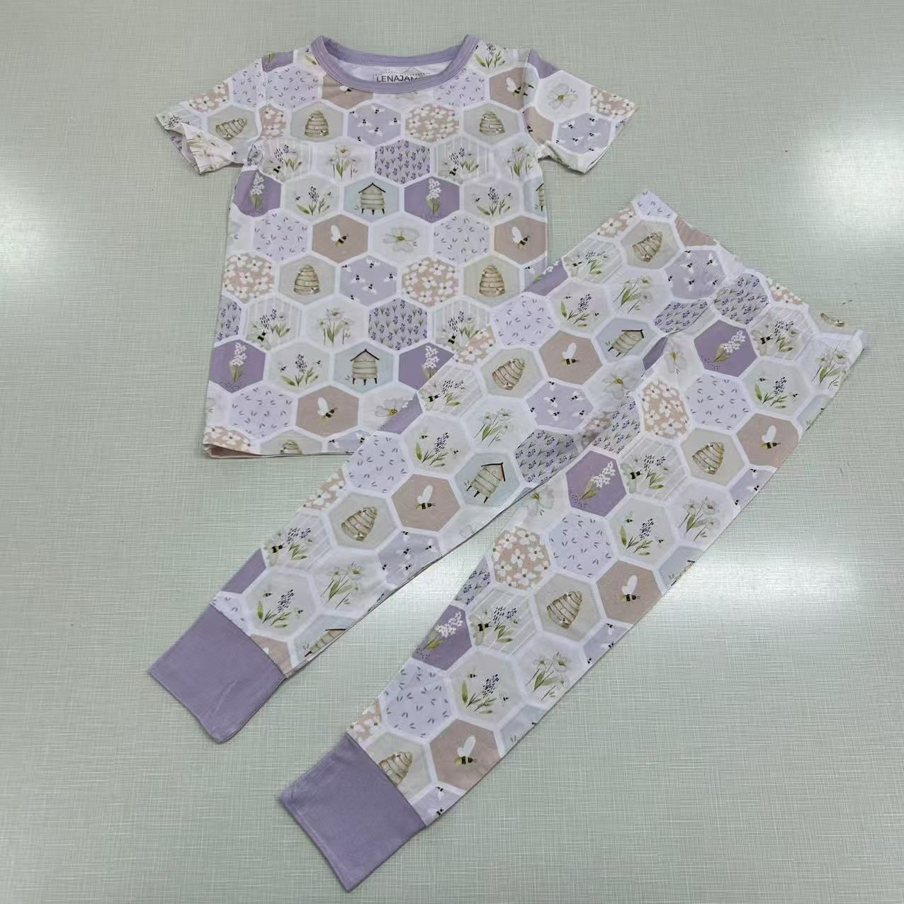 Lavender Honeycomb | 2-Piece Short-Sleeve PJ Set