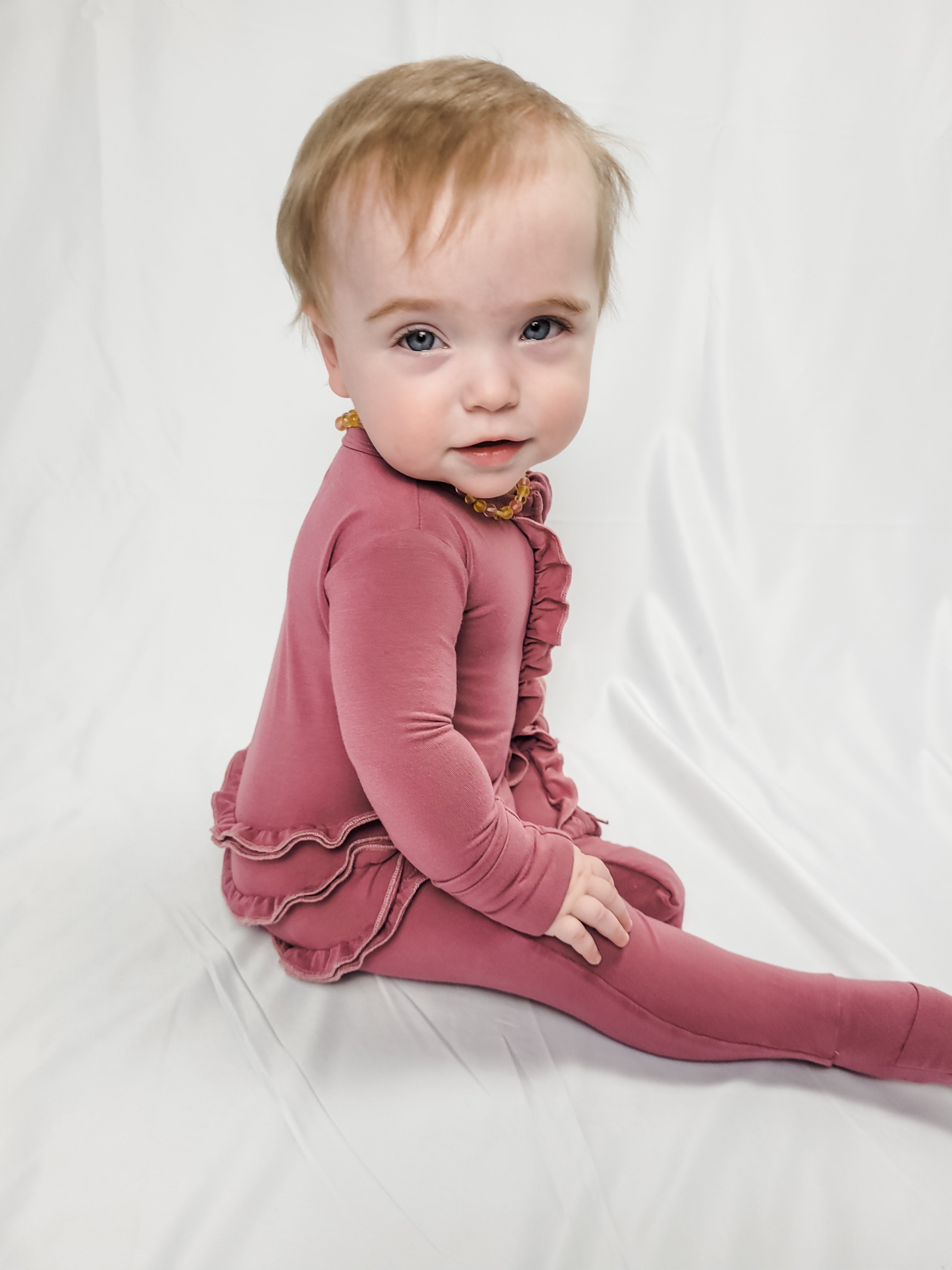 IMPERFECT Solid Mauve | Ruffle Grow-With-Me Zippy
