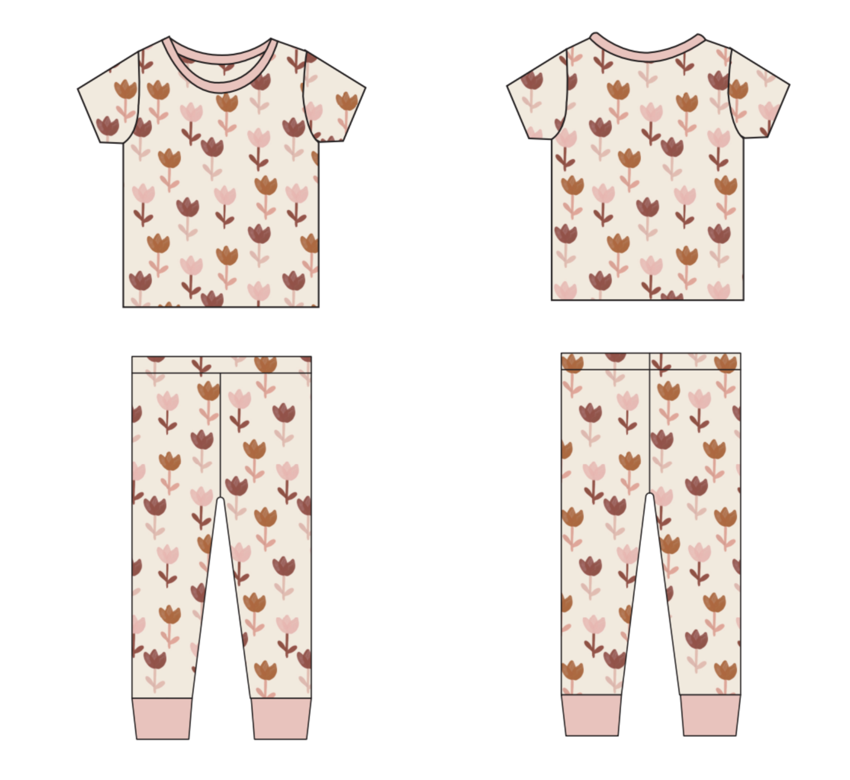 Blushing Tulips | 2-Piece PJ Short-Sleeve