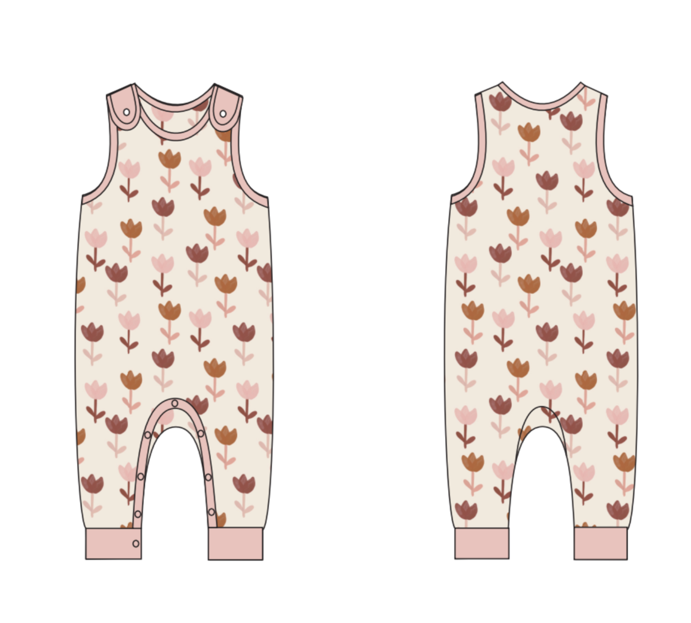 Blushing Tulips | Sleeveless Grow-with-Me Romper | FINAL SALE