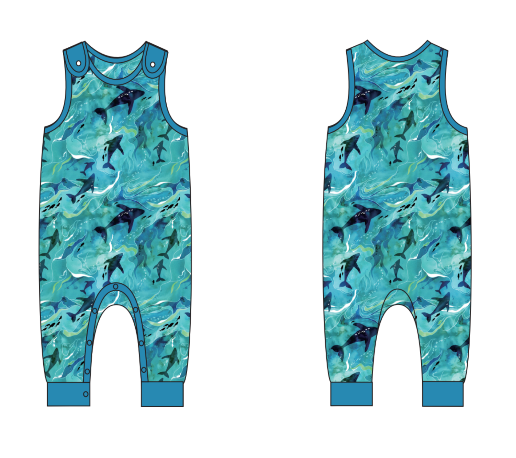 Whales | Sleeveless Grow-with-Me Romper | FINAL SALE