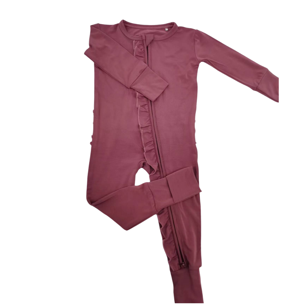 IMPERFECT Solid Mauve | Ruffle Grow-With-Me Zippy